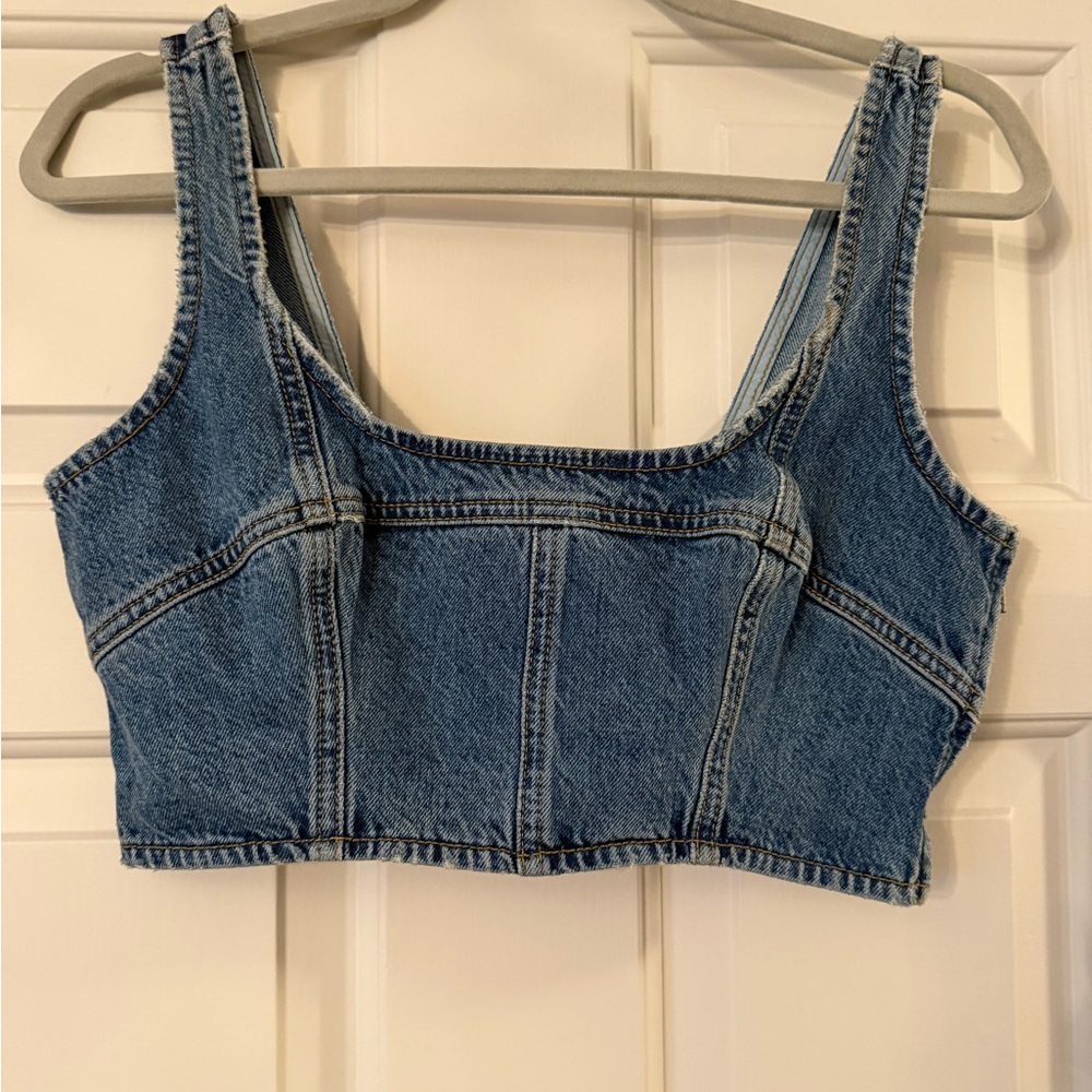 Frame Denim Blue Crop Tank Top